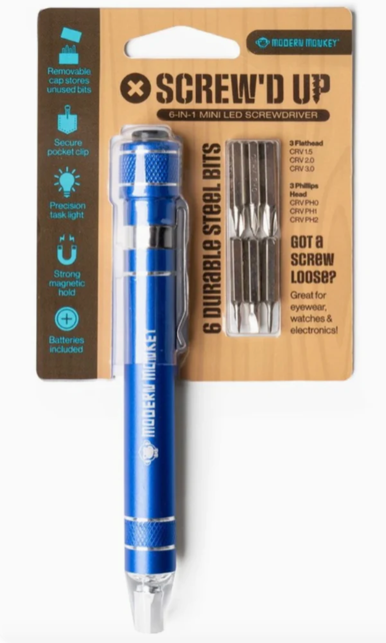 Modern Monkey Screw’d Up 6-in-1 Screwdriver with LED Light