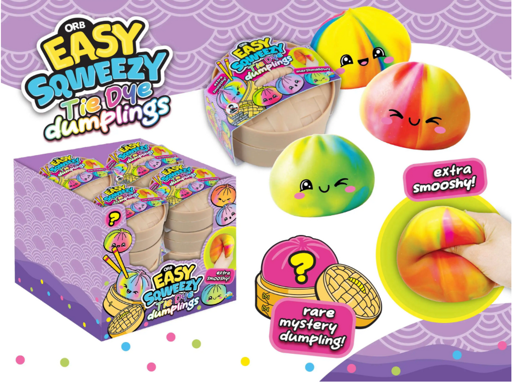 ORB™ Easy Sqweezy Tie Dye Dumplings Squeeze Toy Mystery Pack [1 RANDOM Color, Extra Smooshy!]